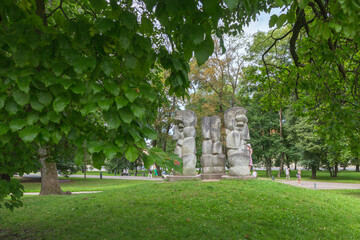 Fototapeta na wymiar Vilnius, Lituania AUGUST 13, 2023. Lithuanian Ballad, sculpture