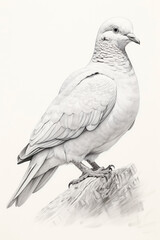 sketch of a Dove or pigeon in a line art hand drawn style