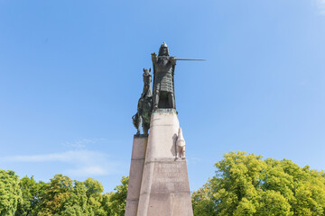 Vilnius, Lithuania AUGUST 13, 2023. Monument to Grand Duke Gediminas