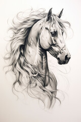 Obraz na płótnie Canvas sketch of a horse in a line art hand drawn style