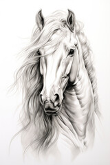 Fototapeta premium sketch of a horse in a line art hand drawn style