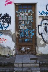 Door and wall with graffiti 