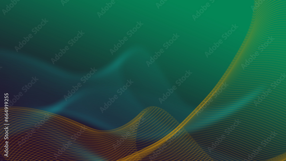 Wall mural Net curve line with abstract green background motion concept - Wall murals