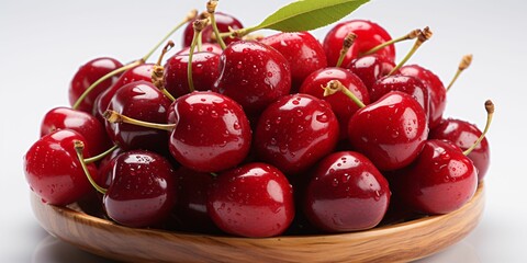 Close-up of Fresh Cherry. Pile of Cherries with Water Droplets