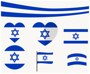 Israel Flag Emblem Collection Ribbon Middle East country Icon Vector Illustration Abstract Design Element