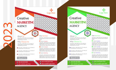 A bundle of  2 templates of 2 flyer template, modern template, in Green  Red color, and modern design, perfect for creative professional business Flyer 
