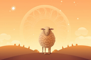 Happy sheep cartoon background