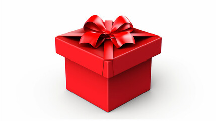 Open red gift box or red present box with red ribbons and bow isolated on white background with shadow 3D rendering