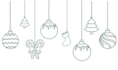 christmas vector background. christmas balls line art style vector decoration set