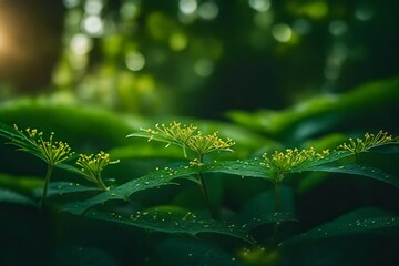 fern leaf with water drops