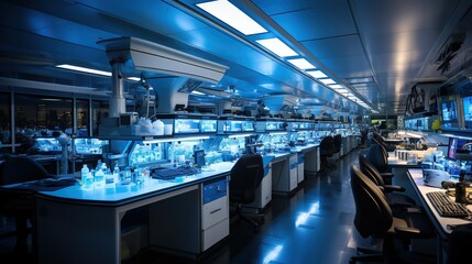 a laboratory filled with various scientific equipment and instruments - obrazy, fototapety, plakaty