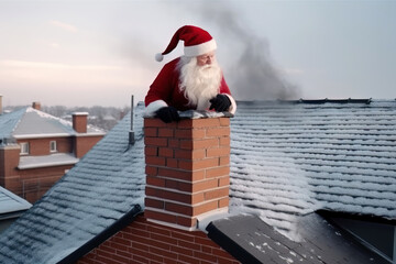Santa Claus stuck in a chimney