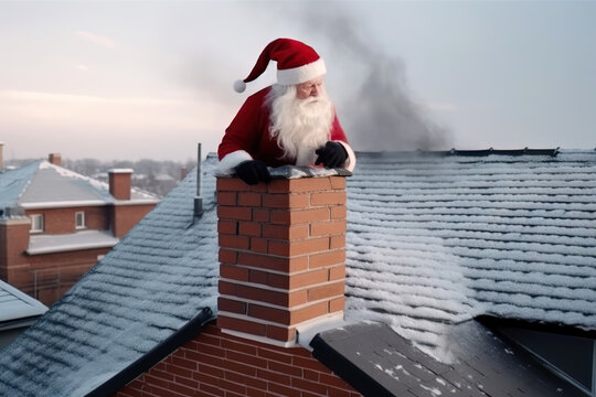 Santa Claus stuck in a chimney