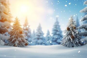 Obraz premium winter forest background with beautiful snow. Generative AI