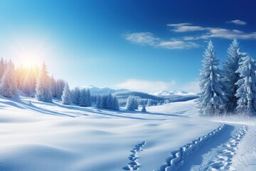 Fototapeta na wymiar winter forest background with beautiful snow. Generative AI