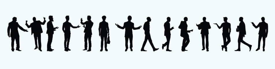 A collection of variously posed businessman silhouettes