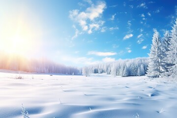 Fototapeta na wymiar winter forest background with beautiful snow. Generative AI