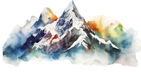 Snowy mountains watercolor for decoration on a transparent background Png V3