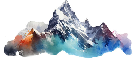Mountains snowy watercolor on a transparent background Png V2