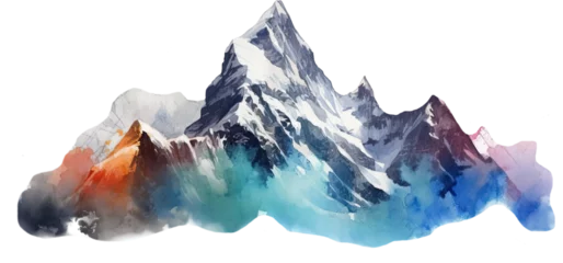 Papier Peint photo Lavable Blanche Mountains snowy watercolor on a transparent background Png V2