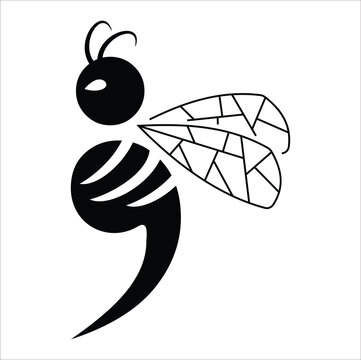 semicolon wasp tattoo idea vector formats. Eps 10