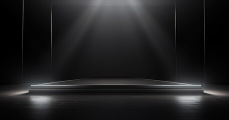 An elegant and minimalist black background with spotlights can be used for your product presentations, product promotions, etc Generative AI