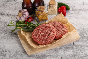 Raw burger cutlet for grill