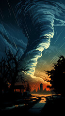 Hand drawn tornado natural phenomenon illustration
 - obrazy, fototapety, plakaty