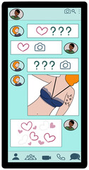 Chat conversation on a smartphone of people who are engaged in sexting  - obrazy, fototapety, plakaty