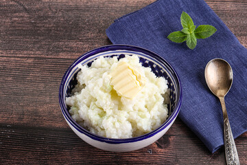 Homemade rice porridge with butter