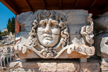 Medusa head in Apollo Temple, Didyma, Aydin 
