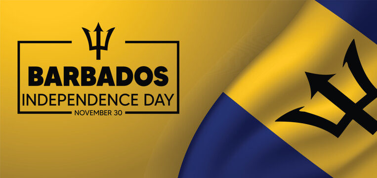 Barbados Independence Day November 30 waving flag vector poster - Powered by Adobe