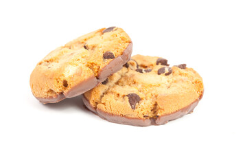 Chocolate chip cookie isolated on white