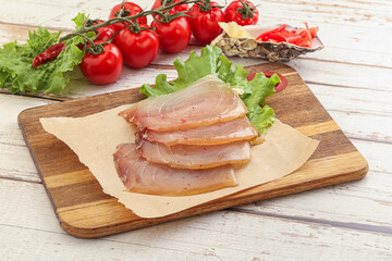 Sliced salted marlin fish carpaccio