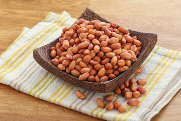 Raw peanut heap in the bowl