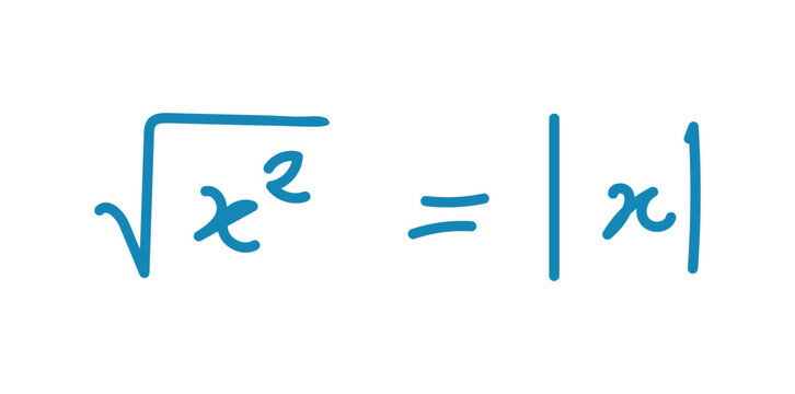 Square root and absolute value formula. Mathematics resources for teachers and students. Scientific doodle handwriting concept.
