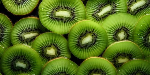 Vibrant, ripe, and refreshing fruits: kiwi, orange, and tropical. Perfect for concepts like diet, nutrition, or vegan lifestyle. Top view showcases natural patterns and textures. Ideal for illustratio