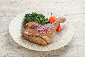 Roasted duck leg with orange sauce