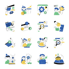 Hand Drawn Mini Illustrations of SEO Optimization 

