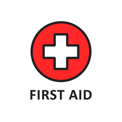 First aid medical sign flat icon for app and website. First aid icon. Medical symbol. Red cross symbol, sign, icon