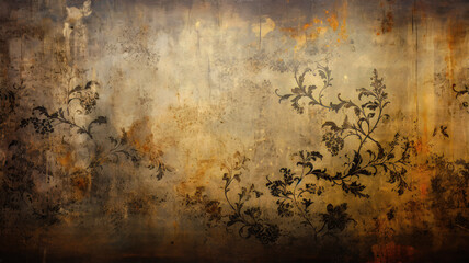 Obraz premium Vintage Grunge Floral Background with Empty Space for Text 
