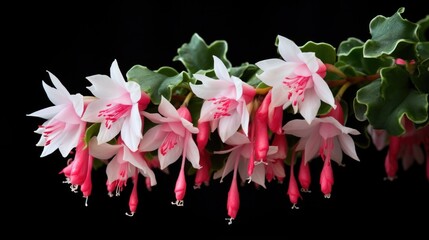 "Isolated Christmas Cactus with Blooming Red and White Flowers - Perfect Houseplant Decoration"