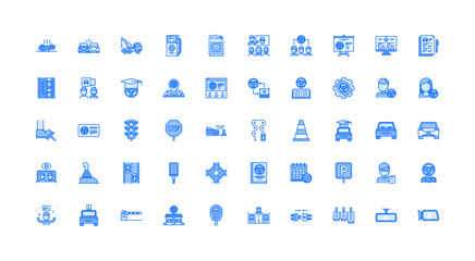 driving school icon set