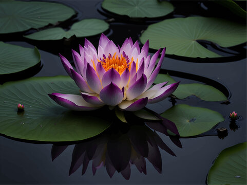 Beautiful pink lotus water lily flowers blooming on pond, Zen lotus flower on water