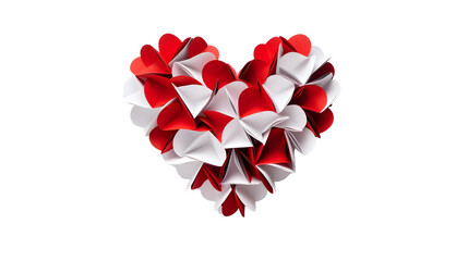 Heart shape made of red and white paper hearts, st. Valentine's day, white background