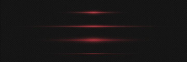 Collection of glowing horizontal neon lines. Shining laser beams with LED effect. Vector elements.