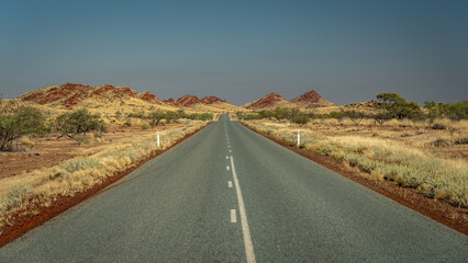 Outback road in Western Australia along the Great Northern Hwy