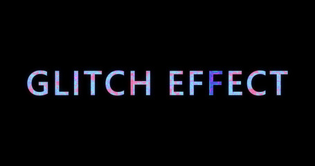 Glitch effect text animation on black background