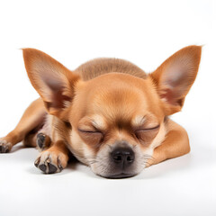 Chihuahua dog sleepinig isolated on a white background
