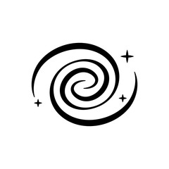 Galaxy icon. Spiral galaxy, black hole symbol, illustration